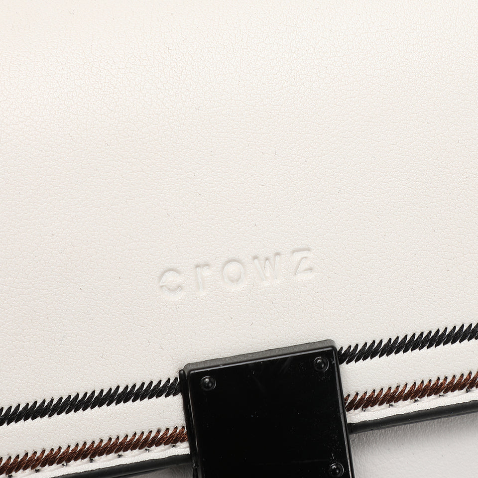 Contrast whipstitch PU leather crossbody bag in white