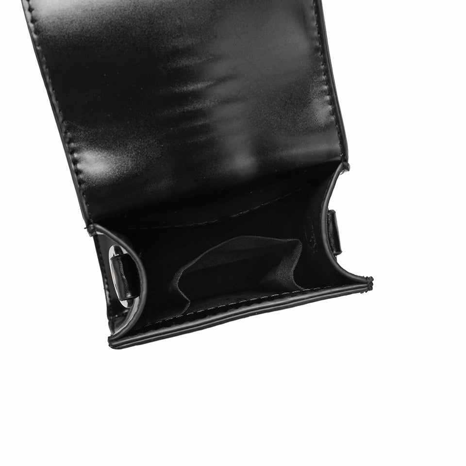Mini faux leather crossbody bag in Black