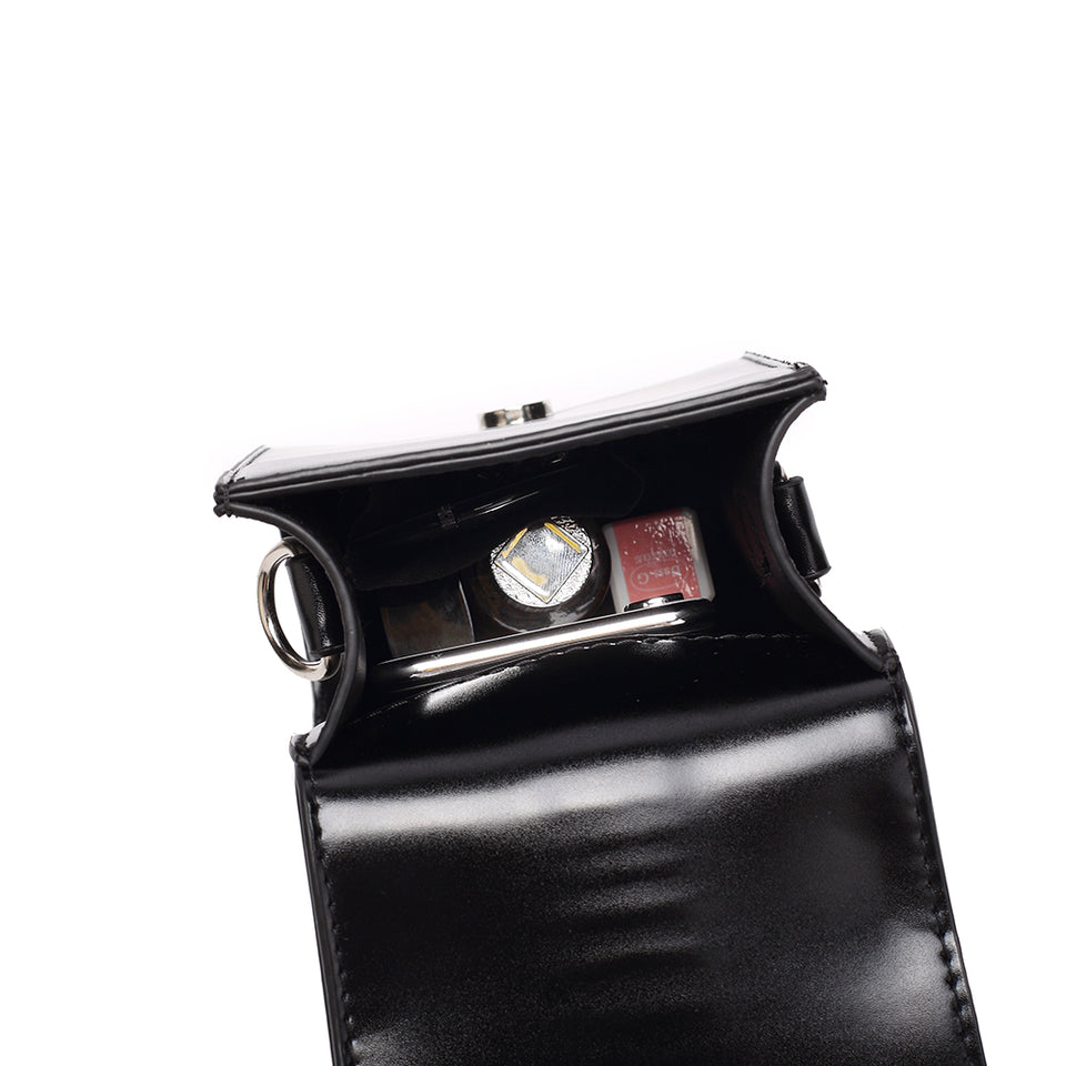 Mini faux leather crossbody bag in Black
