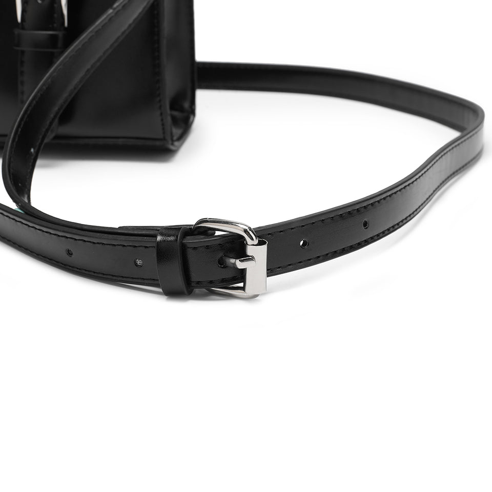 Mini faux leather crossbody bag in Black