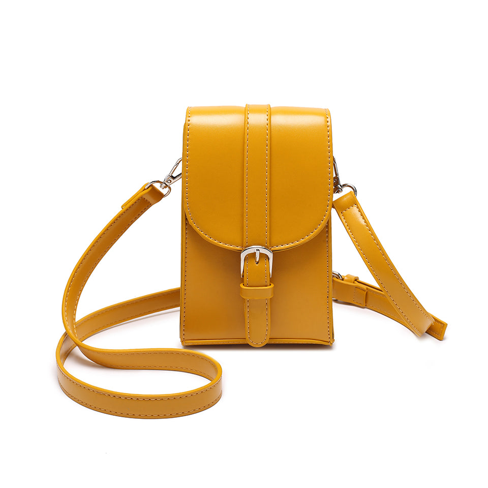Mini faux leather crossbody bag in Mustard yellow