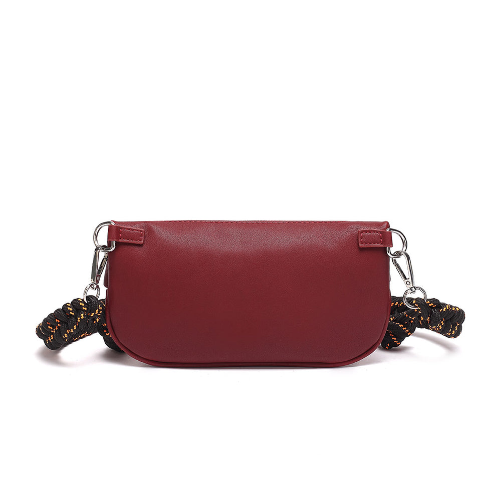 Plaited belt PU leather fanny pack in Red