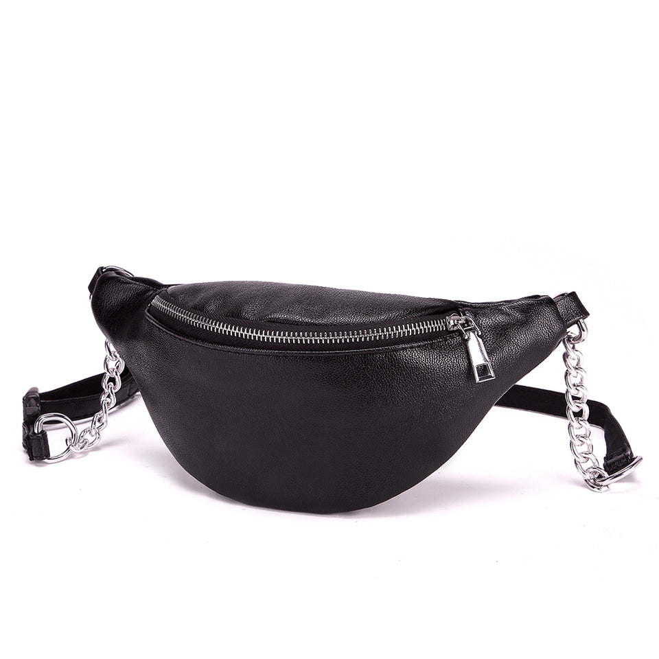 Faux leather belt bag in Black