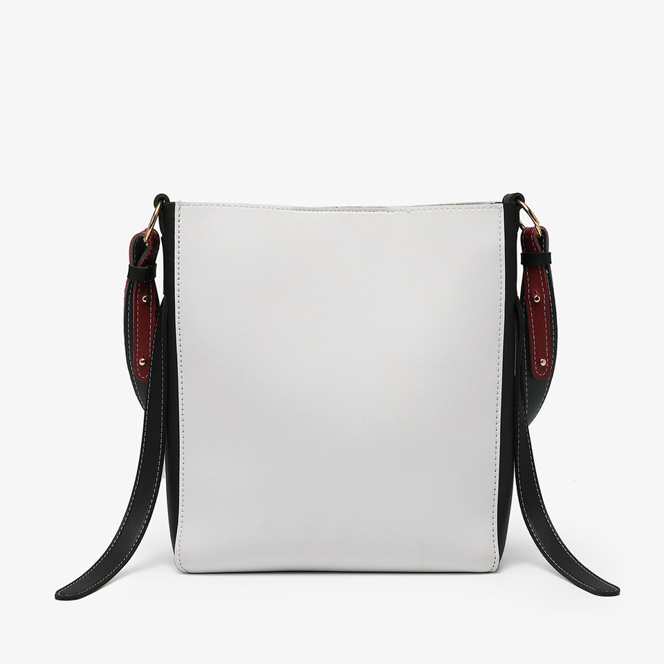 Colourblock PU leather 2-in-1 crossbody bag in white