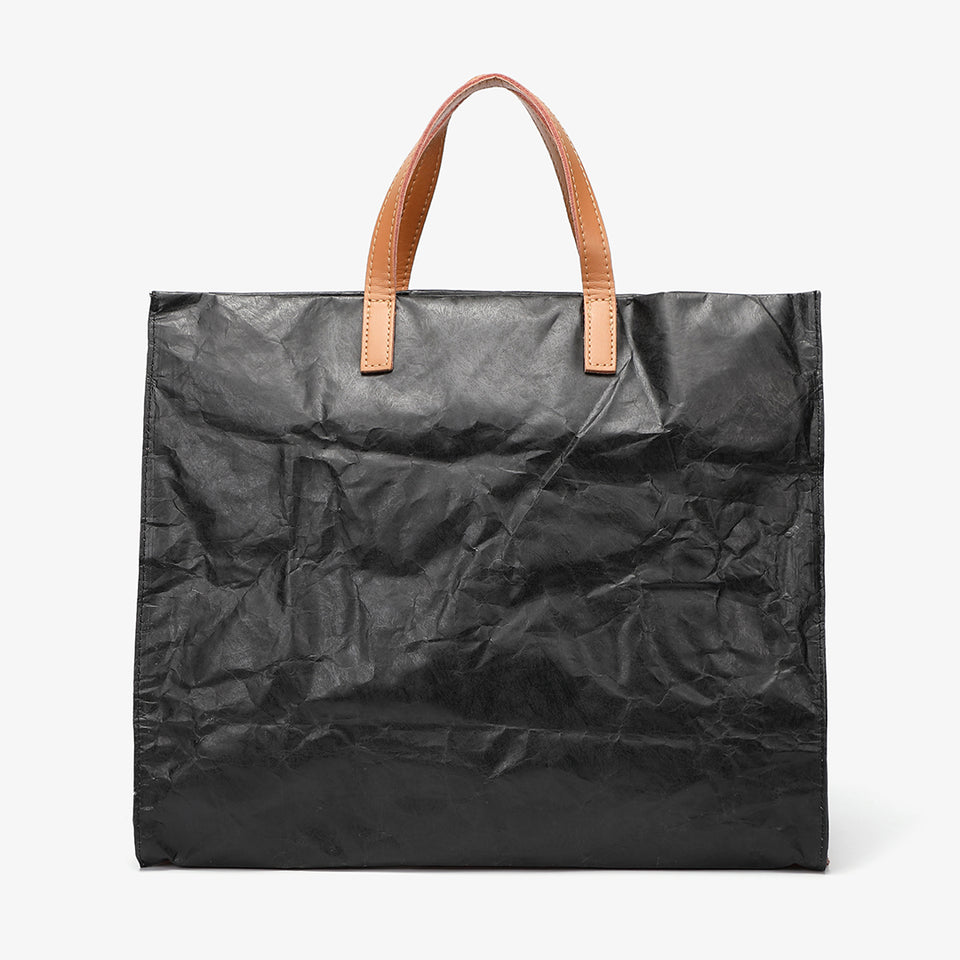 Large creased shopper tote in black