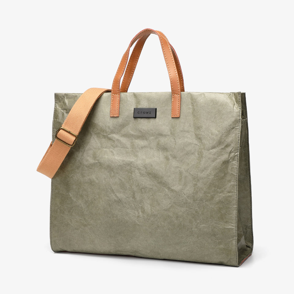 Large creased shopper tote in green
