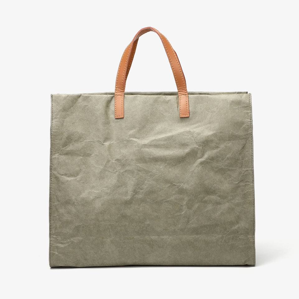 Large creased shopper tote in green