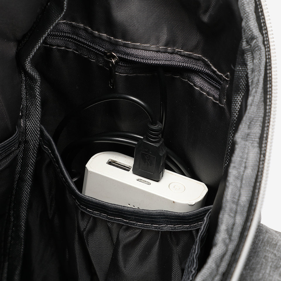Functional nylon backpack in grey