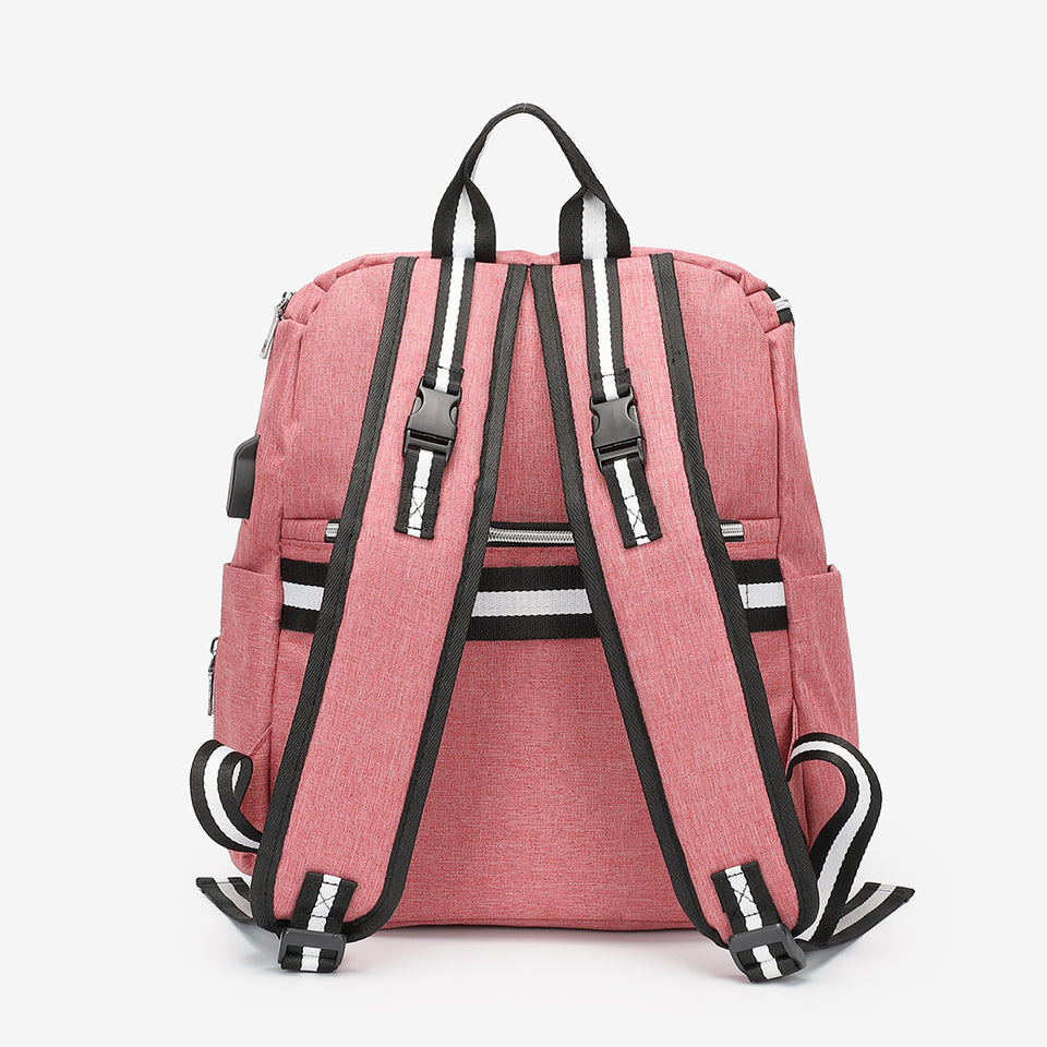 Functional nylon backpack in pink