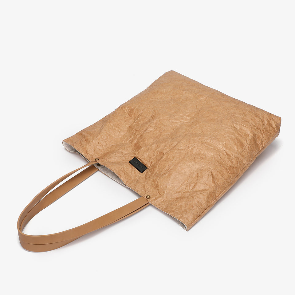 Creased PU leather shopper bag in blue