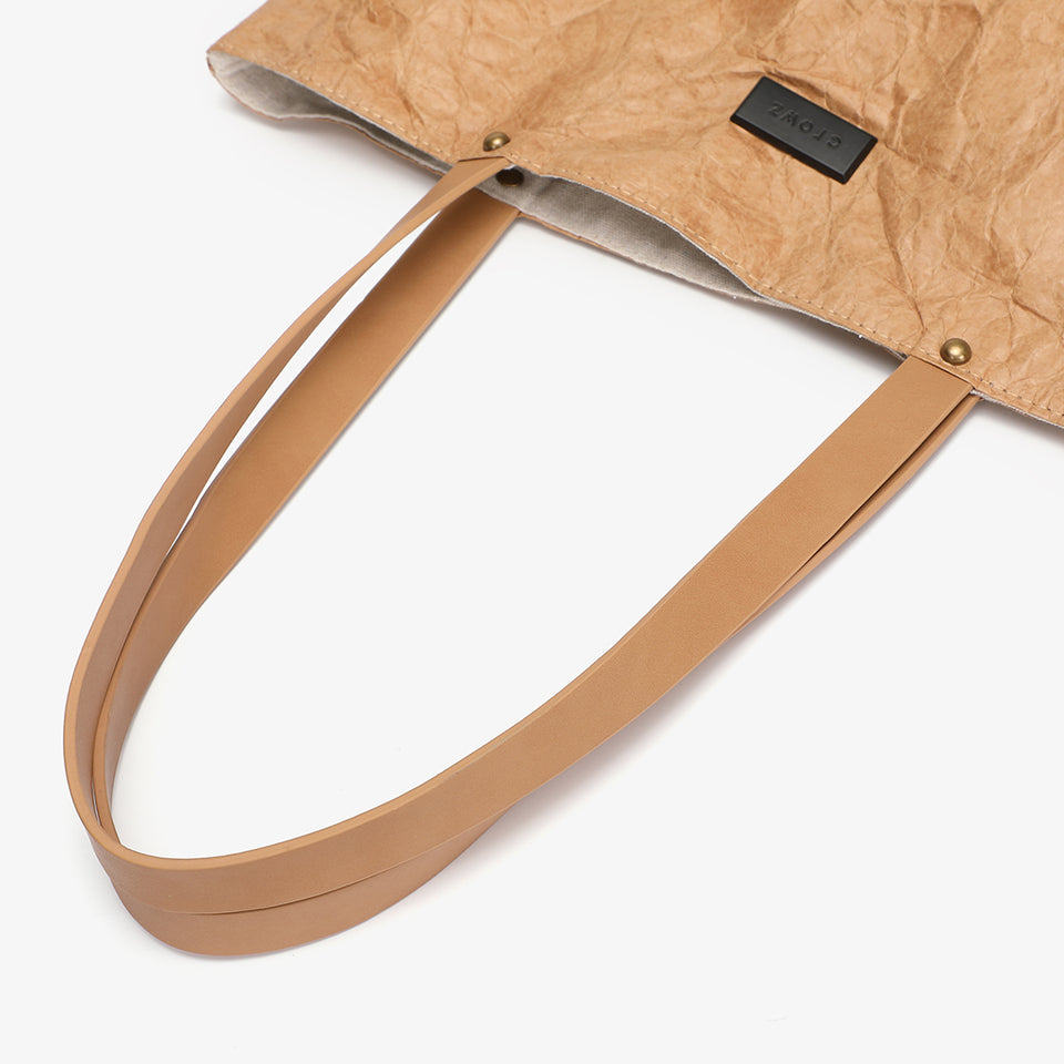 Creased PU leather shopper bag in black