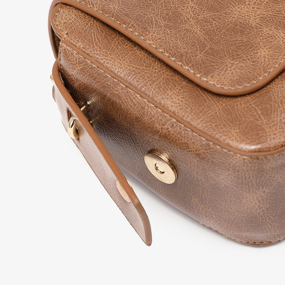 Loop turn lock boxy crossbody bag in black