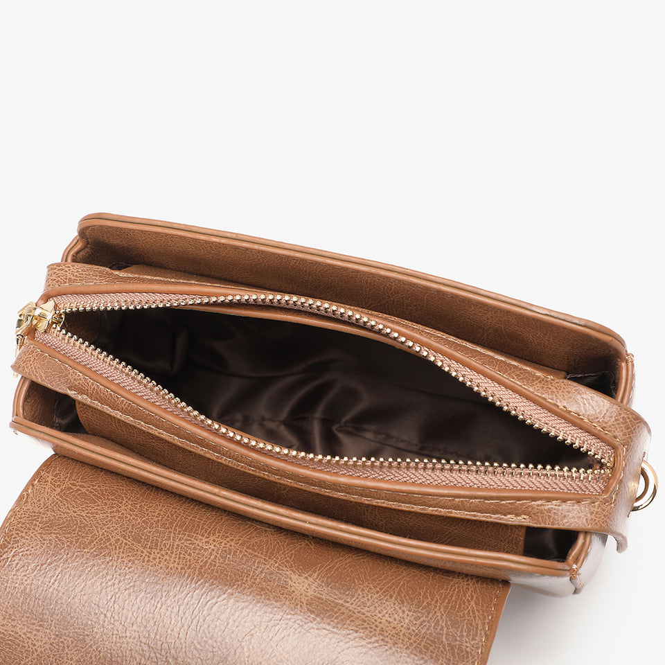 Loop turn lock boxy crossbody bag in black
